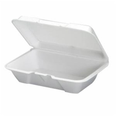 Genpak Large 1 Compartment Hinged Foam Container, White, 200PK 20500-WHITE